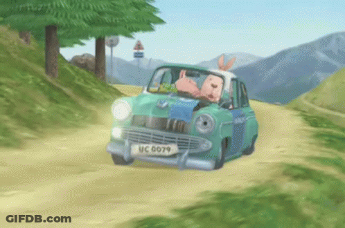 Green Car With License Plate MC 0079 GIF
