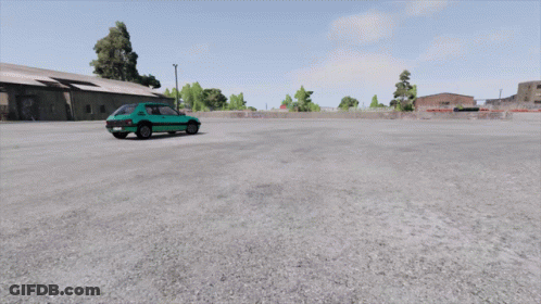 Green Car With License Plate RXP Fougeo GIF