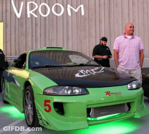 Green Car With Number 5 On Front GIF