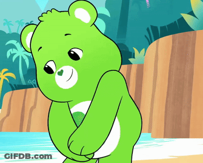 Green Care Bear At Waterfall GIF