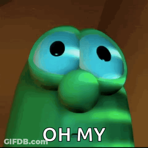 Green Cartoon Blue Eyes Saying Oh My GIF