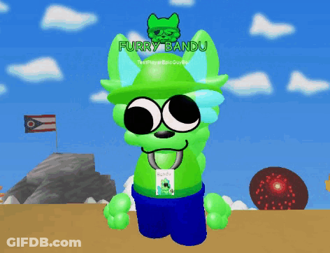 Green Cartoon Character Furry Bandu GIF