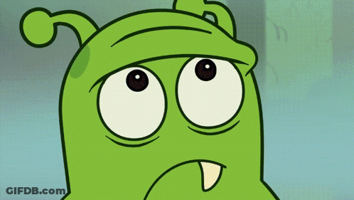 Green Cartoon Character Holding Red Crayon GIF