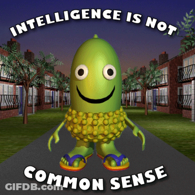 Green Cartoon Character Intelligence Is Not Common Sense GIF