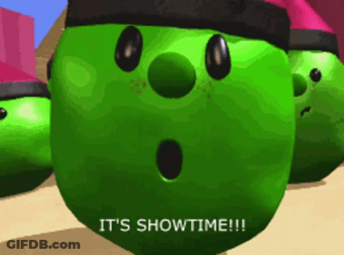 Green Cartoon Character It's Showtime GIF