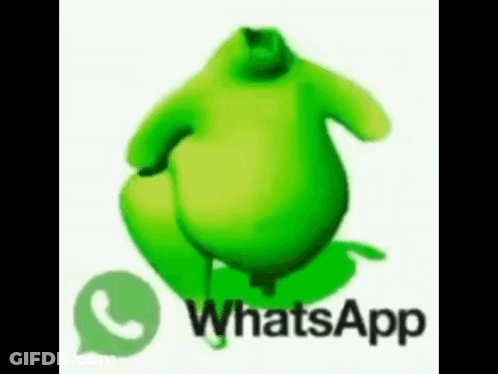 Green Cartoon Character Next To WhatsApp Logo GIF