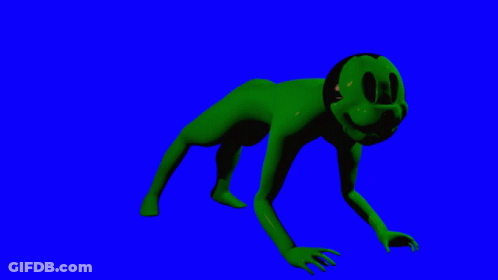 Green Cartoon Character On Blue Background GIF