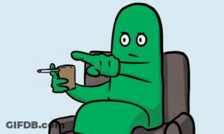 Green Cartoon Character Pointing GIF