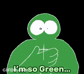 Green Cartoon Character Saying I'm So Green GIF
