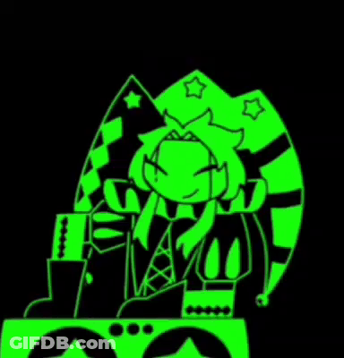Green Cartoon Character Sitting On Green Box GIF