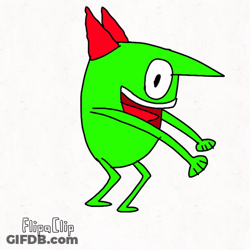 Green Cartoon Character With Red Hat Flipa Clip GIF