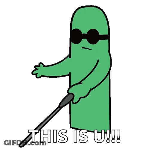Green Cartoon Character With Sunglasses And Cane Saying This Is U GIF