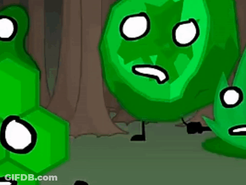 Green Cartoon Characters Standing With Mouths Open GIF