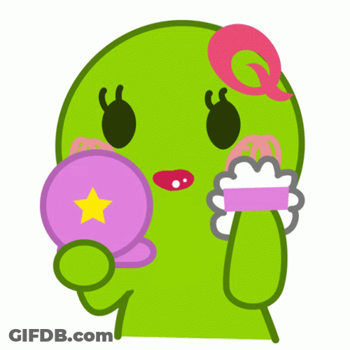 Green Cartoon Puts Powder GIF