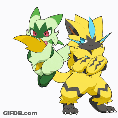 Green Cat And Yellow Cat GIF