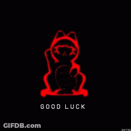 Green Cat Saying Good Luck GIF