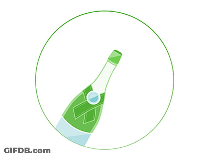Green Champagne Popping Animation GIF