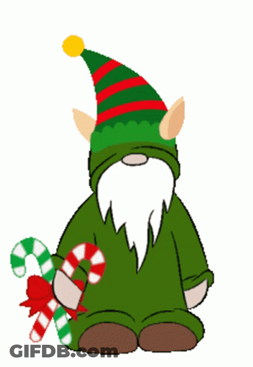 Green Christmas Elf With 2 Candy Canes GIF