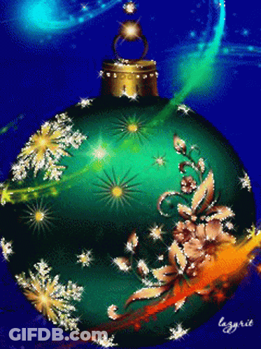 Green Christmas Ornament With Flowers GIF