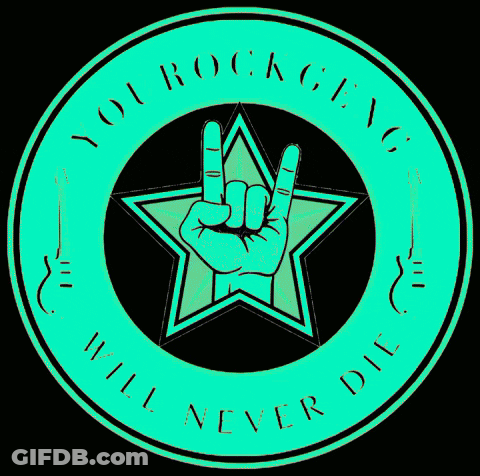 Green Circle Rock Hand Sign You Rocking Will Never Die GIF