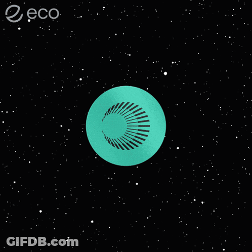 Green Circle With Black Stripe Surrounded By White Lines And Eco GIF