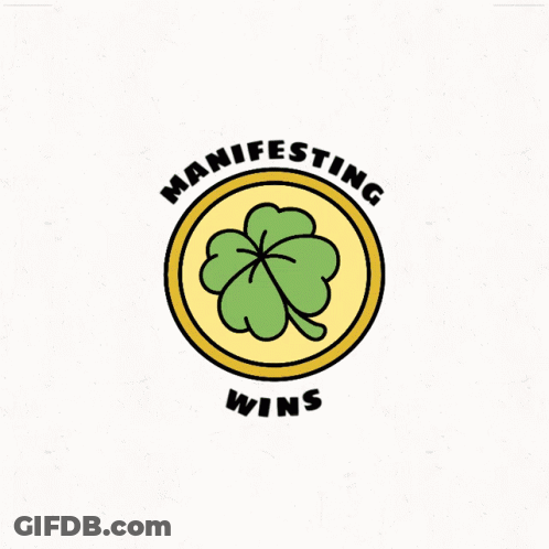Green Clover In Yellow Circle Manifesting Wins GIF