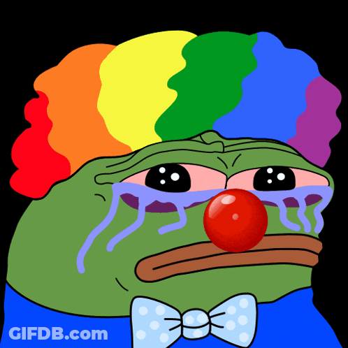 Green Clown With Rainbow Hat And Red Nose GIF