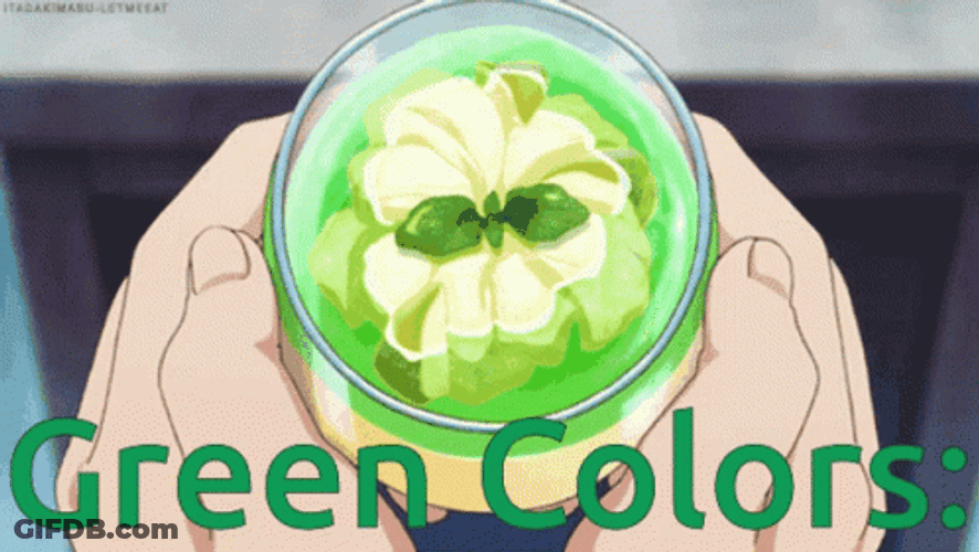 Green Colored Anime Flowers GIF