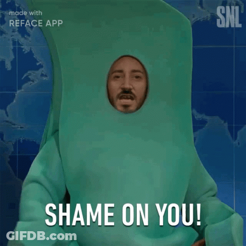 Green Costume Man Hole Head Shame On You GIF