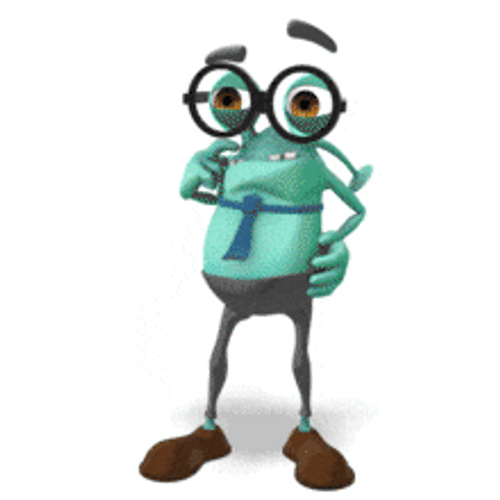 Green Creature With Tie Head Scratch GIF