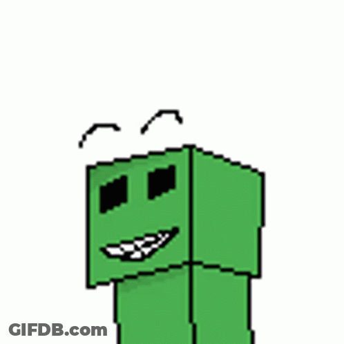 Green Creeper Smiling Pixel Art GIF