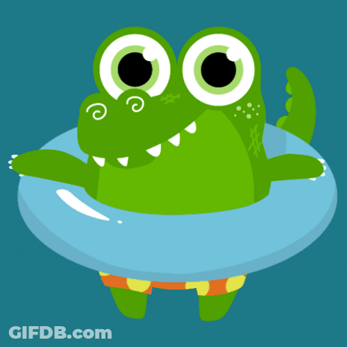 Green Crocodile On The Floaties GIF
