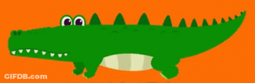 Green Crocodile With Big Eyes And Teeth GIF
