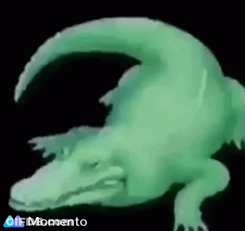 Green Crocodile With Momento Logo GIF