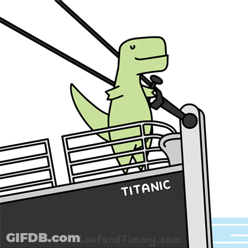 Green Dancing Dino Titanic Boat GIF
