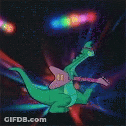 Green Dinosaur Playing Guitar With Number 10 GIF