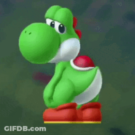 Green Dinosaur With Red Shell On Yellow Block GIF