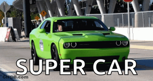 Green Dodge Challenger Super Car GIF