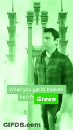 Green Dog Saying She Is Green Because You Have Enough Materials GIF
