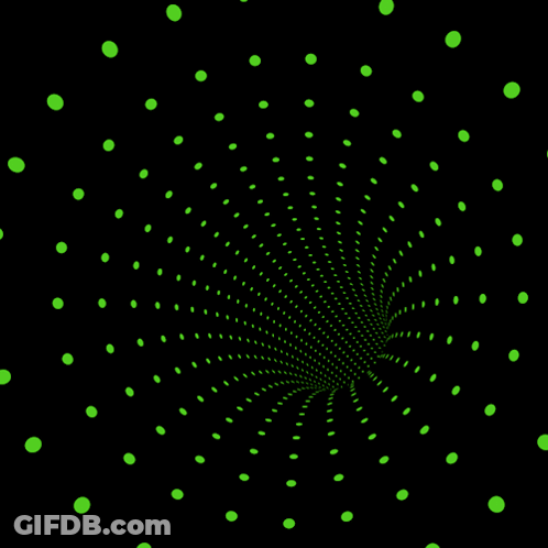 Green Dots Spiral On Black GIF