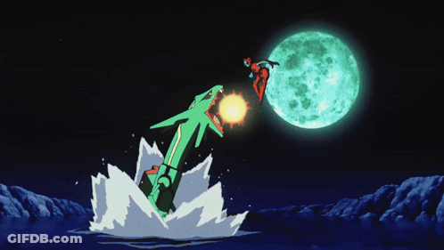 Green Dragon Flying Behind Full Moon GIF