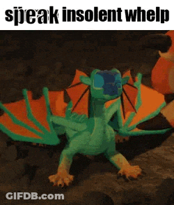 Green Dragon Sitting On Rock Speak Insolent Whelp GIF
