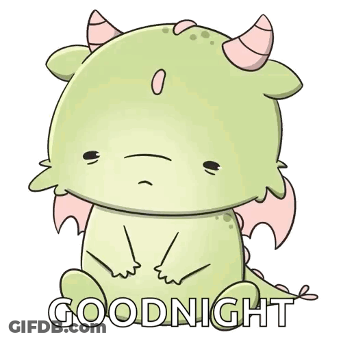 Green Dragon With Horns Saying Goodnight GIF