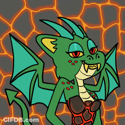 Green Dragon With Red Eyes And Fangs GIF