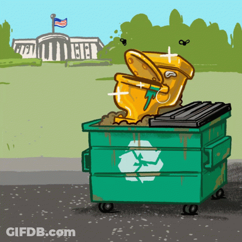 Green Dumpster With Recycling Symbol GIF