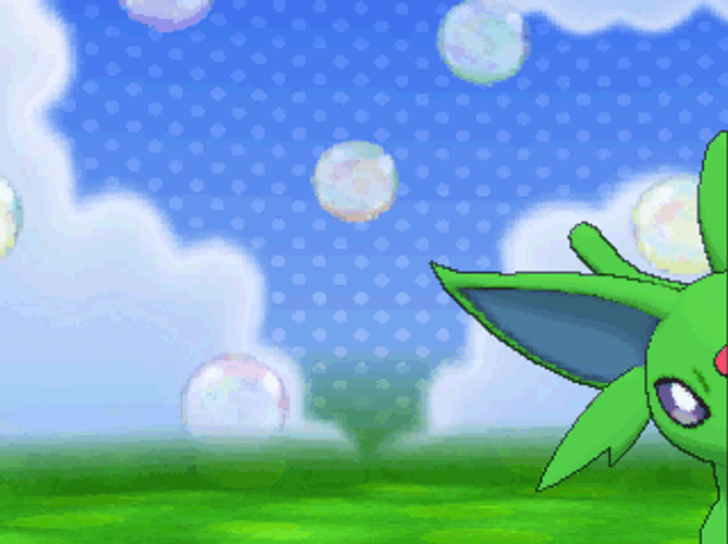 Green Espeon Sneakily Peeking GIF