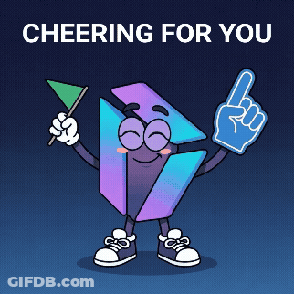 Green Flag Blue Foam Finger Cheering For You Cartoon GIF