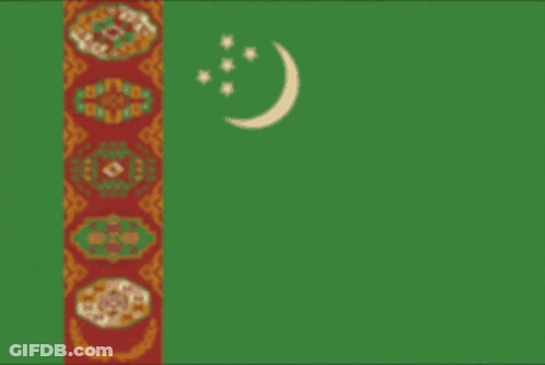 Green Flag With Crescent Moon And Five Stars GIF