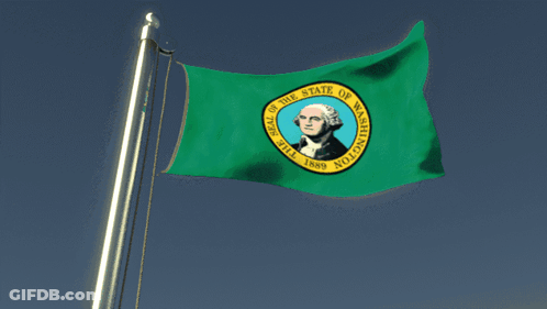 Green Flag With Washington State Seal GIF