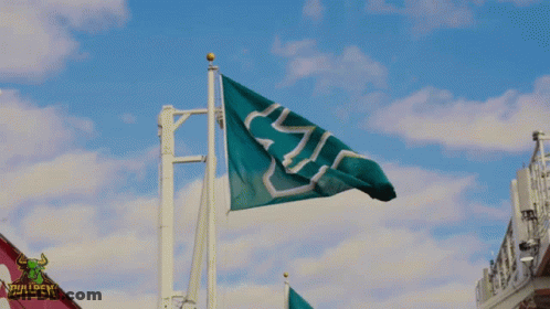 Green Flag With White U GIF